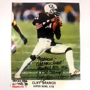 Cliff Branch Raiders Signed Photo